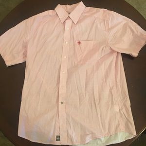 Men's Large Ariat Pink Short Sleeve Button Down